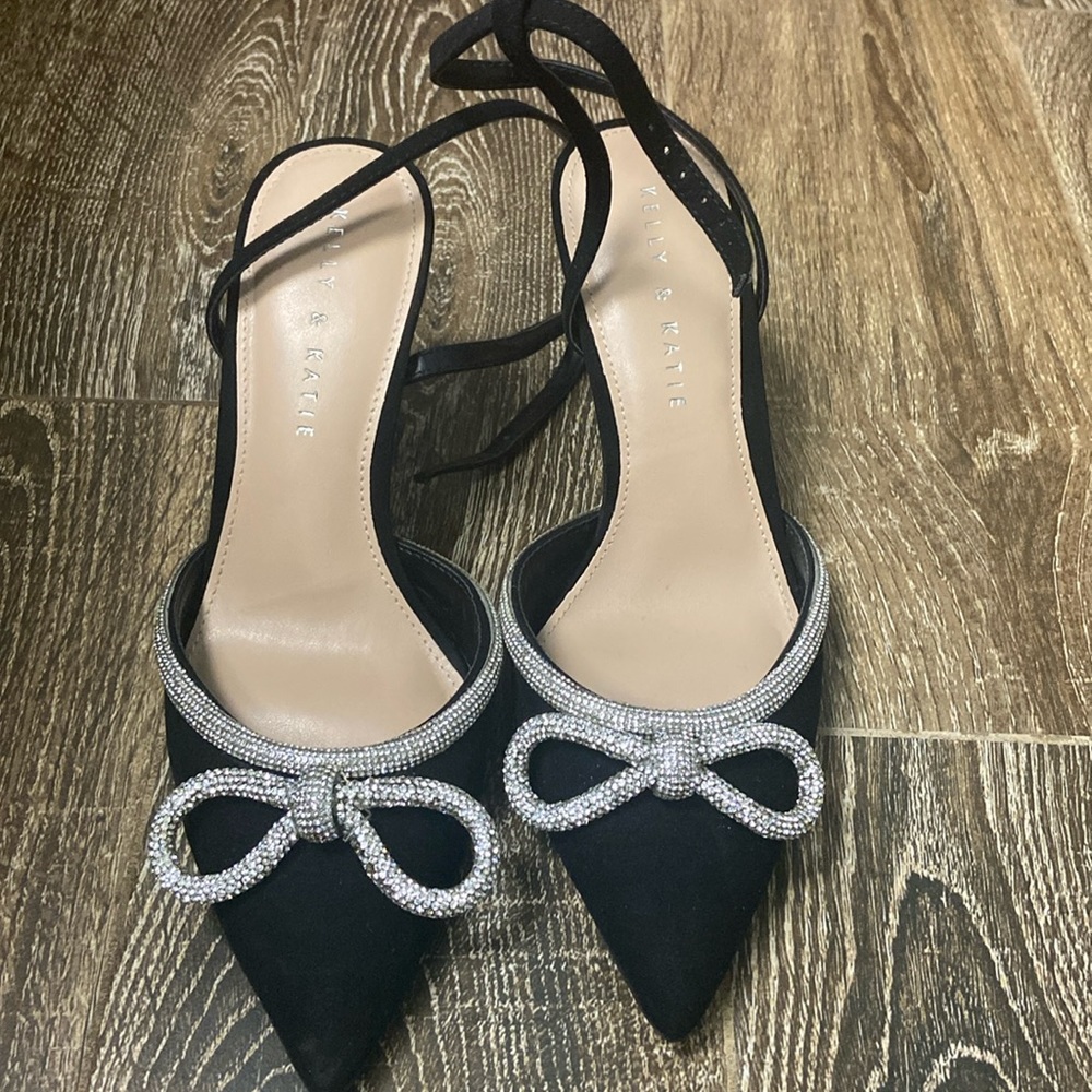 Kelly and Katie black bow heels